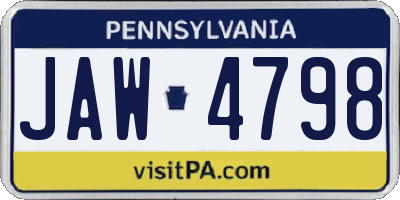 PA license plate JAW4798
