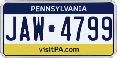 PA license plate JAW4799