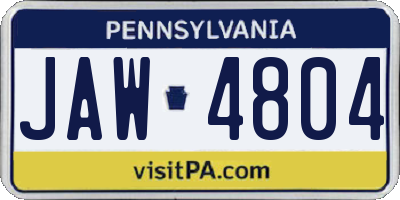 PA license plate JAW4804