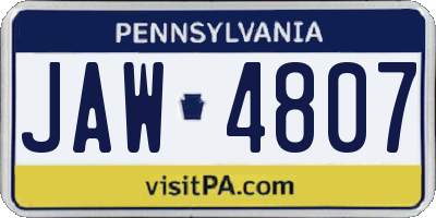 PA license plate JAW4807