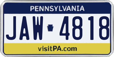PA license plate JAW4818