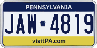 PA license plate JAW4819