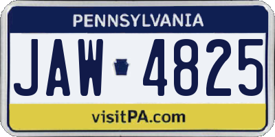 PA license plate JAW4825