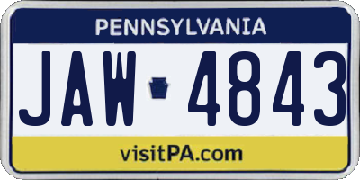 PA license plate JAW4843