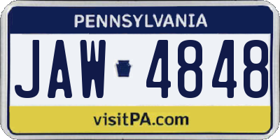 PA license plate JAW4848