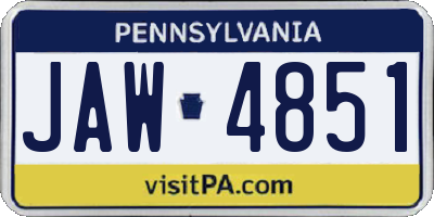 PA license plate JAW4851