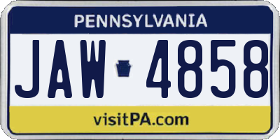 PA license plate JAW4858
