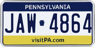 PA license plate JAW4864