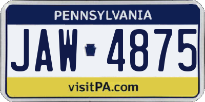 PA license plate JAW4875