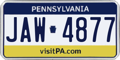 PA license plate JAW4877