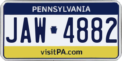 PA license plate JAW4882