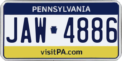 PA license plate JAW4886