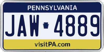 PA license plate JAW4889