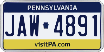 PA license plate JAW4891