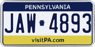 PA license plate JAW4893