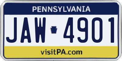 PA license plate JAW4901