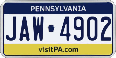 PA license plate JAW4902