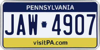 PA license plate JAW4907
