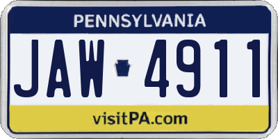 PA license plate JAW4911