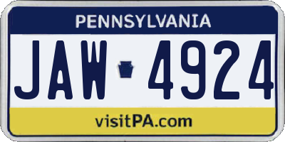 PA license plate JAW4924
