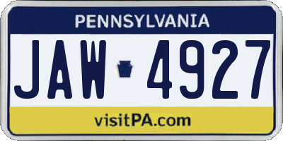 PA license plate JAW4927