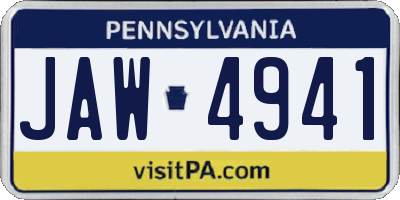 PA license plate JAW4941