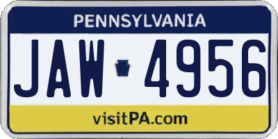 PA license plate JAW4956