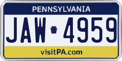 PA license plate JAW4959