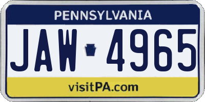 PA license plate JAW4965