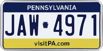 PA license plate JAW4971