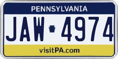 PA license plate JAW4974