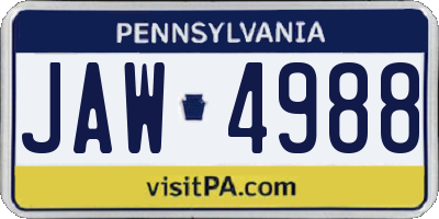 PA license plate JAW4988