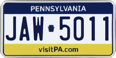 PA license plate JAW5011