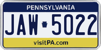PA license plate JAW5022