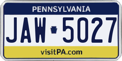 PA license plate JAW5027