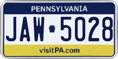 PA license plate JAW5028