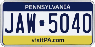 PA license plate JAW5040