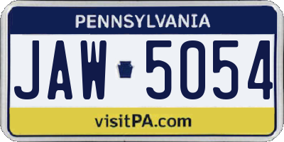 PA license plate JAW5054