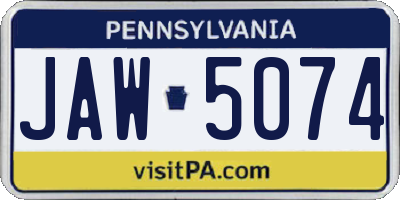 PA license plate JAW5074