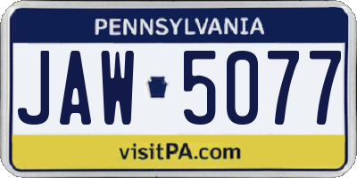 PA license plate JAW5077