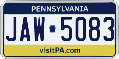 PA license plate JAW5083
