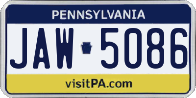 PA license plate JAW5086