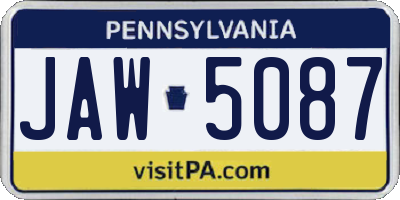 PA license plate JAW5087
