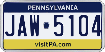 PA license plate JAW5104