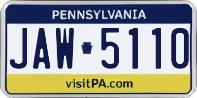 PA license plate JAW5110