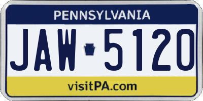 PA license plate JAW5120