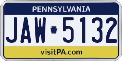 PA license plate JAW5132