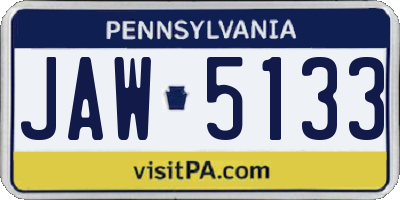 PA license plate JAW5133