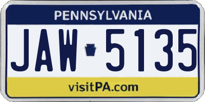 PA license plate JAW5135