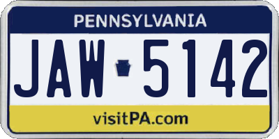 PA license plate JAW5142